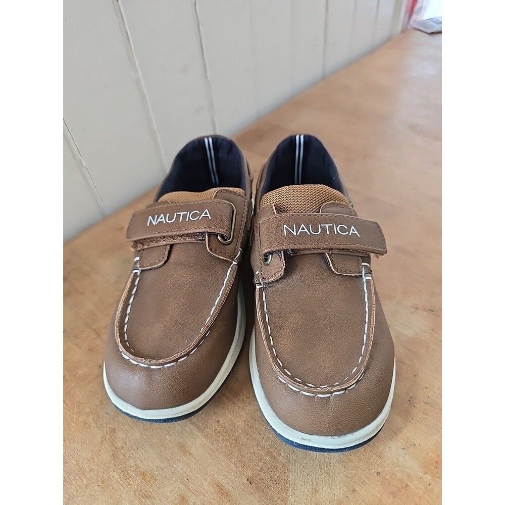 Nautica Brand Kids Brown Deck Shoes Toddler Sz 11 Boy Boat Slip On